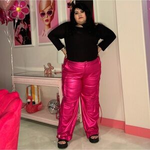 Hot Pink Cargo Metallic pants